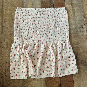 Charlotte Russe white with pink floral print skirt women's large